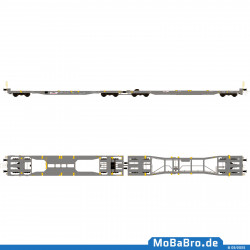 HUPAC Mega II double pocket wagon (Sk+Ct) in as-delivered condition with 50 years of HUPAC logo - 83 85 4933 338-6 - Rev. 06/17