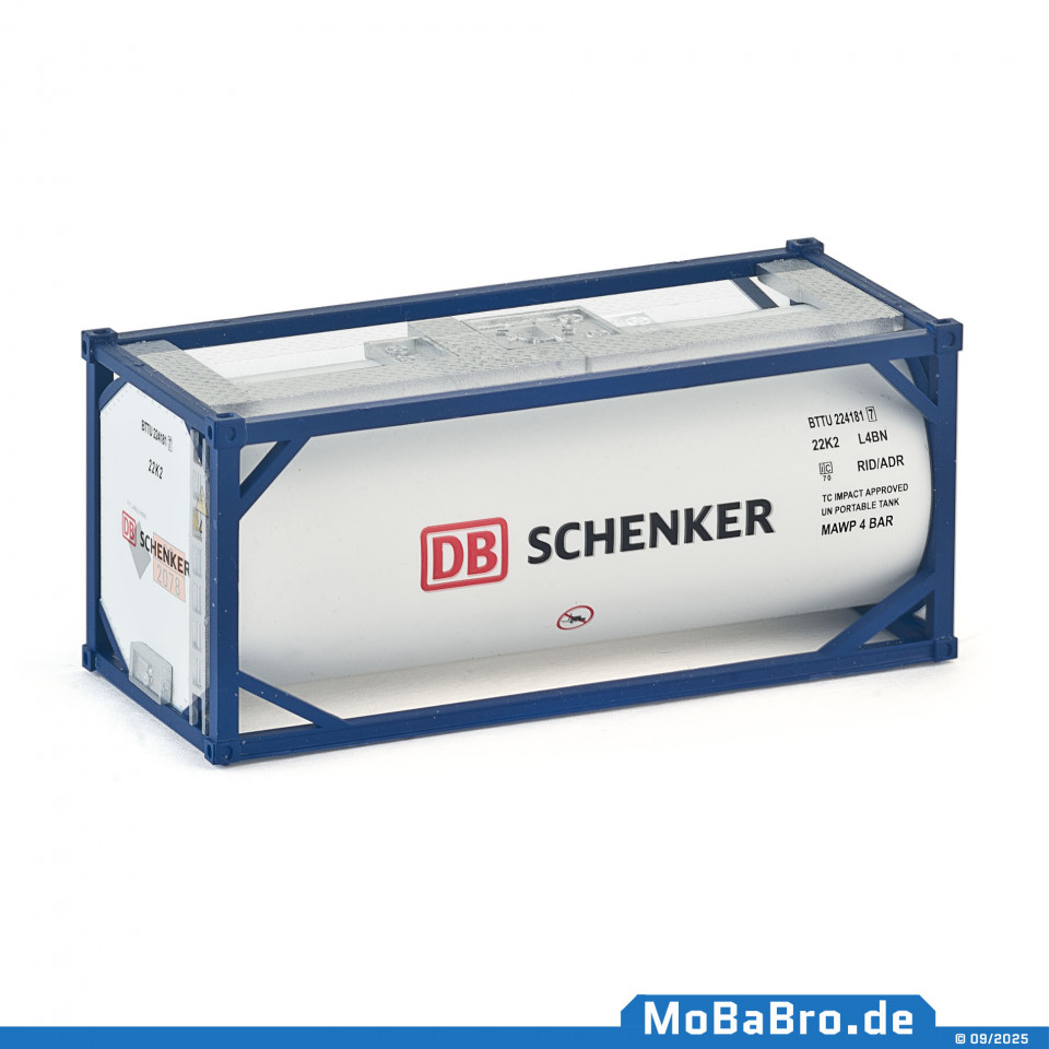 Blue / white colored 20ft tank container "DB Schenker" in 1:87 (H0)