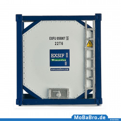 Weißer blauer 20ft Tank-Container "EXSIF" in 1:87 / (H0)
