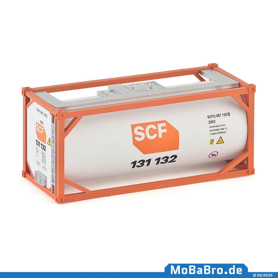 Weiß orangener 20ft Tank-Container "SCF" in 1:87 / H0
