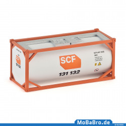 White orange colored 20ft tank container "SCF" in 1:87 / H0