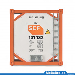 Weiß orangener 20ft Tank-Container "SCF" in 1:87 / H0