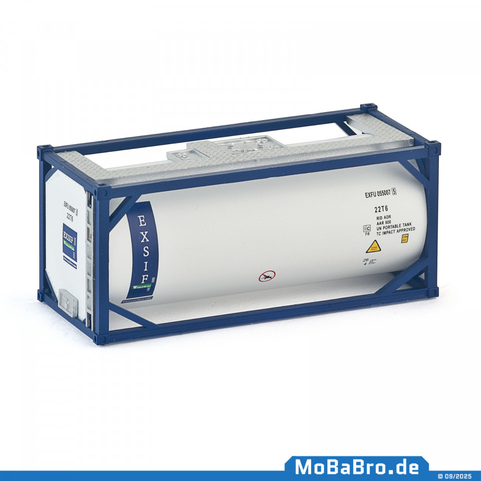 Weißer blauer 20ft Tank-Container "EXSIF" in 1:87 / (H0)