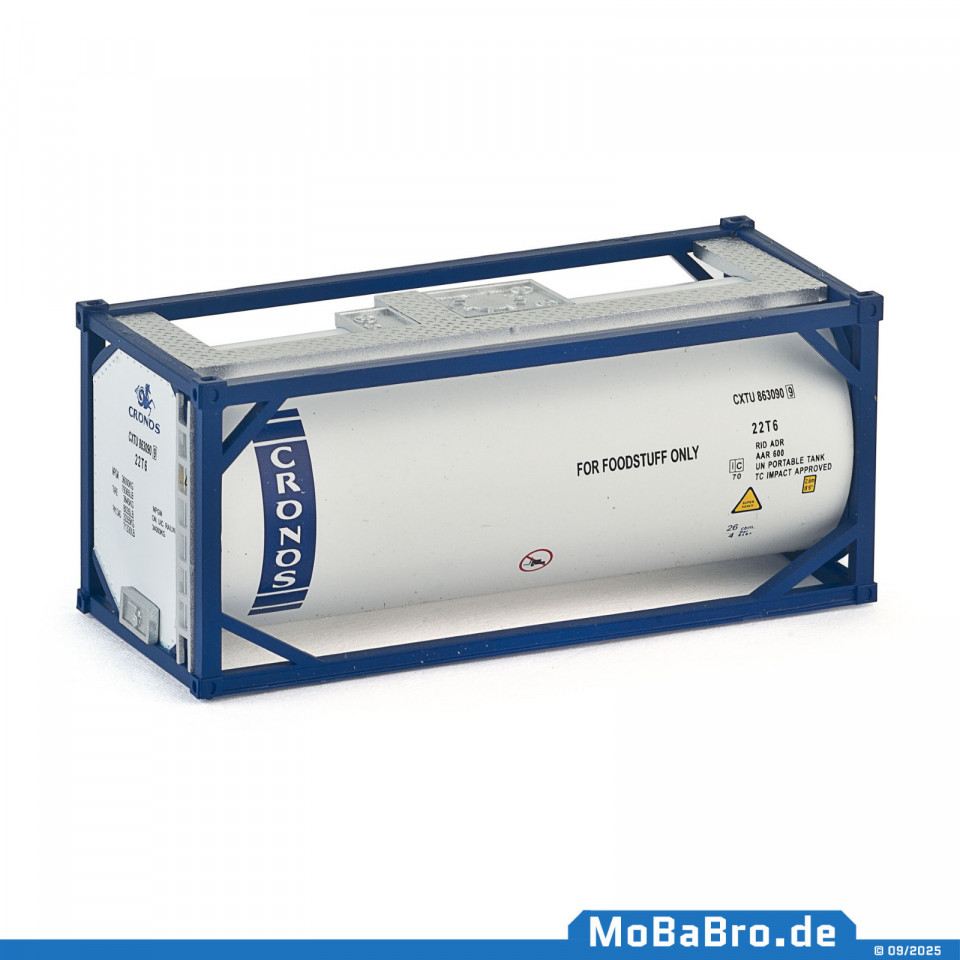 Weißer blauer 20ft Tank-Container "CRONOS" in 1:87 / H0