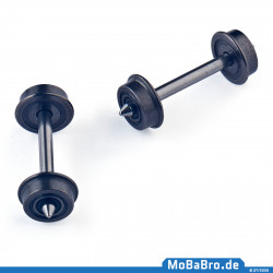 2Stk. Gleichstrom Radsatz RP25 mit Rad Ø7,0mm & 24,0mm Spitzachse schwarz vernickelt 01651