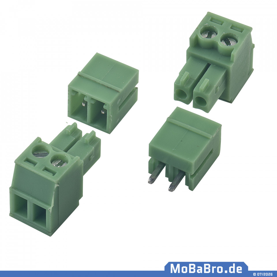 Plug terminal incl. socket - 2-pin - RM3.5 for e.g. Roco TAMS Zimo