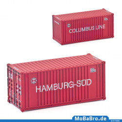 20ft Container "Hamburg Süd / Columbus Line" (abgeflacht) und altem "Steuerrad" in 1:87 / H0